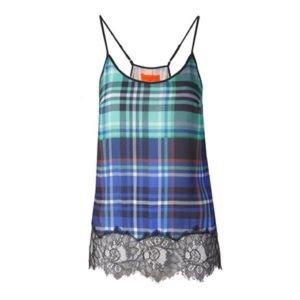 Clover Canyon Plaid Lace Camisole Top xs